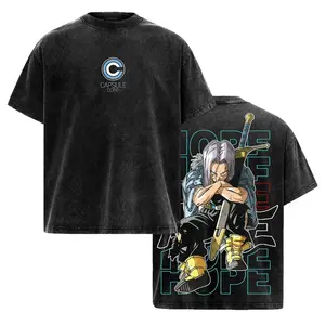 Future Trunks Vintage Washed Graphic Tee Unisex DBZ Capsule Corp Streetwear Anime T Shirt Saiyan Warrior Apparel Gift for Dragon Ball Fans Oversized Acid Wash Cotton Y2K Clothing Trendy Japanese Manga Merch For Men Women