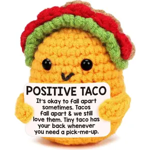 Mini Emotional Taco Support 21st 30th 40th Birthday Gifts for Women Men Easter Basket Stuffers Essentials Teen Boys Girls Friend Sister Mom Dad Coworker Inspirational Self Care Positive Crochet Animal