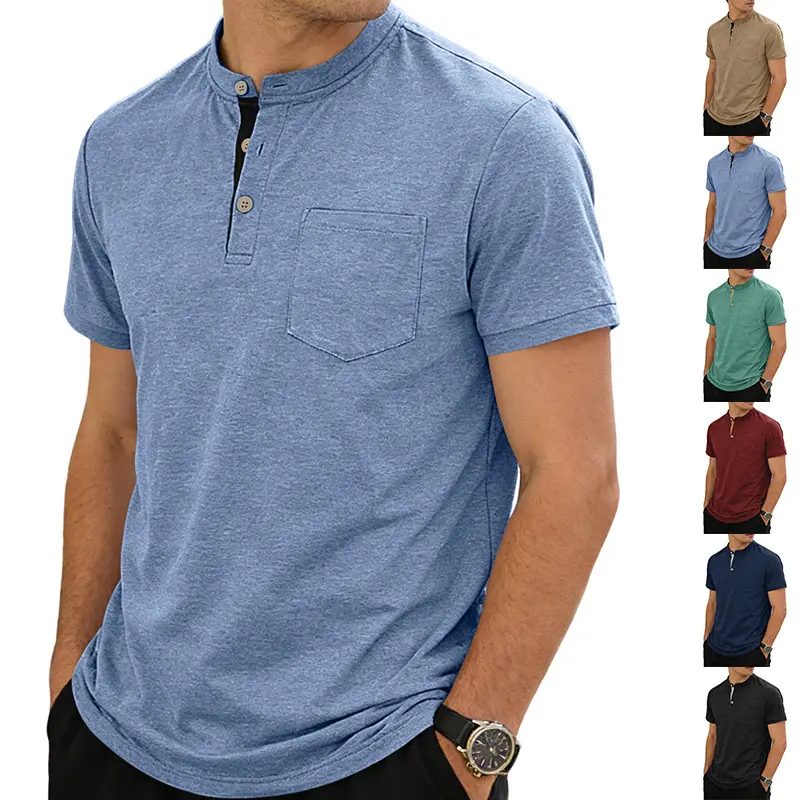 Liling Men’s Short Sleeve T-Shirt, Color-Block Design, Side Patch Pocket, Breathable & Skin-Friendly, Loose Fit, Suitable for Young Adults, Business Commuting, Outdoor Walks, Beach, Available in Multiple Colors, Versatile Casual Top