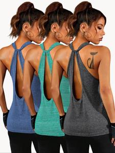 women's solid color sports tank top, casual breathable comfortable sleeveless top for yoga gym workout, ladies sportswear for summer, gym tops, activewear, athletic workout clothing