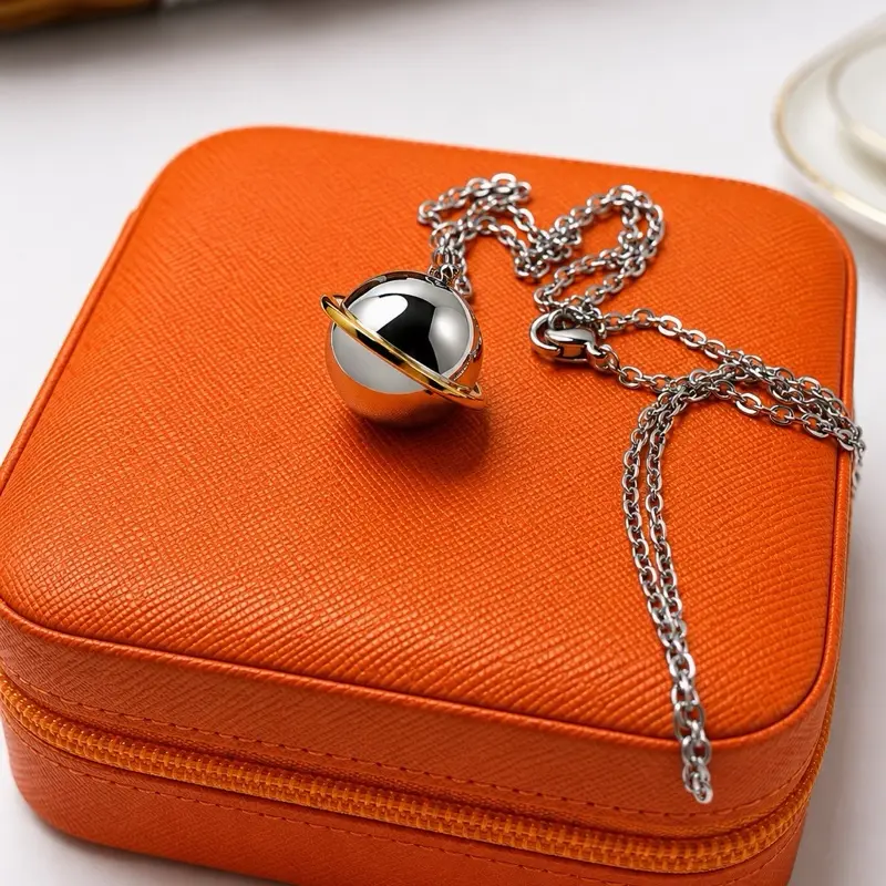 Necklace Stainless Steel Bell Pendant Commemorative Jewelry Memorial Gifts for Lost Loved Ones with Gold Accents