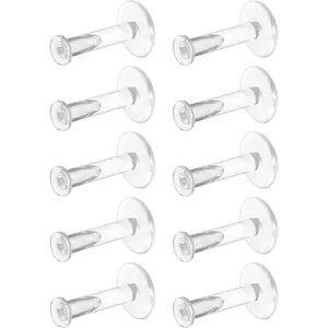 Bioflex Clear Earrings for , Work, School, , MRI - Clear   Labret Studs for Ears, Cartilage, Helix, Tragus, Lip, Medusa, Monroe - Flat Push-In Plastic Earrings (16g, 18g)  Retainers
