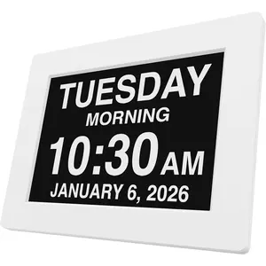 2026 Dementia Clock Large Digital Clock for Seniors, Large Display with Custom Alarms, Calendar Clock with Day & Date for , Clear Numbers Alzheimer Digital Clock White