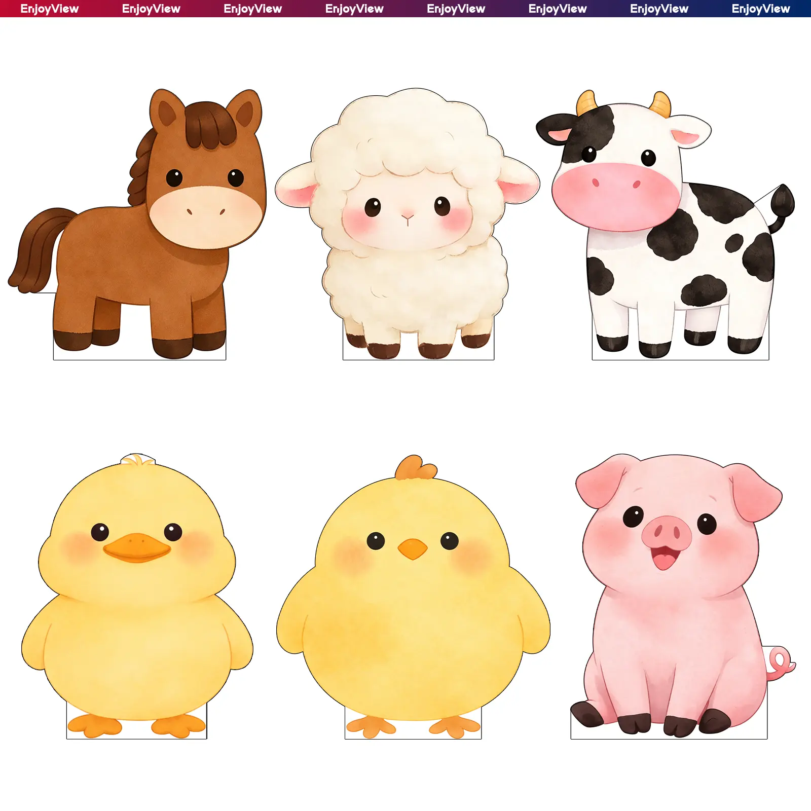 1-Piece Farm Animal Cartoon Life-Size Cutout Standee, Outdoor Party Sign for Farm Themed Events, Lawn & Classroom Decor (Festive Birthday & Baby Shower Supplies), One-Piece
