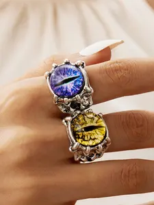 1 piece retro skull demon eye alloy ring, punk style dragon claw wolf claw ring, adjustable opening, couple ring, family gift, party decoration, Halloween ornament, Witchy Jewelry.