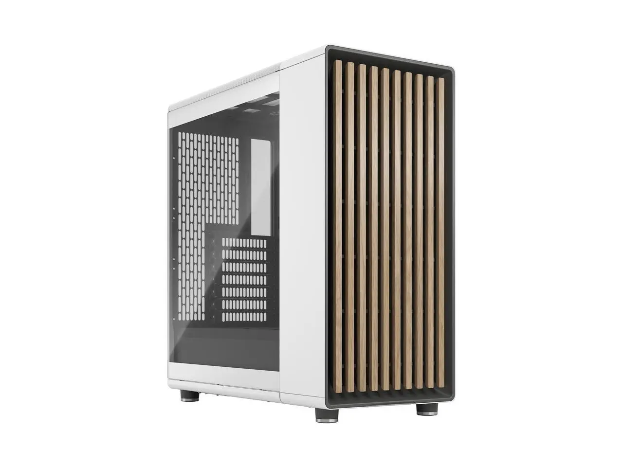 Fractal Design North ATX mATX Mid Tower PC Case - North Chalk White with Oak Front and Clear TG Side Panel Fractal Design North ATX mATX Mid Tower PC Case - North Chalk White with Oak Front and Clear TG Side Panel
