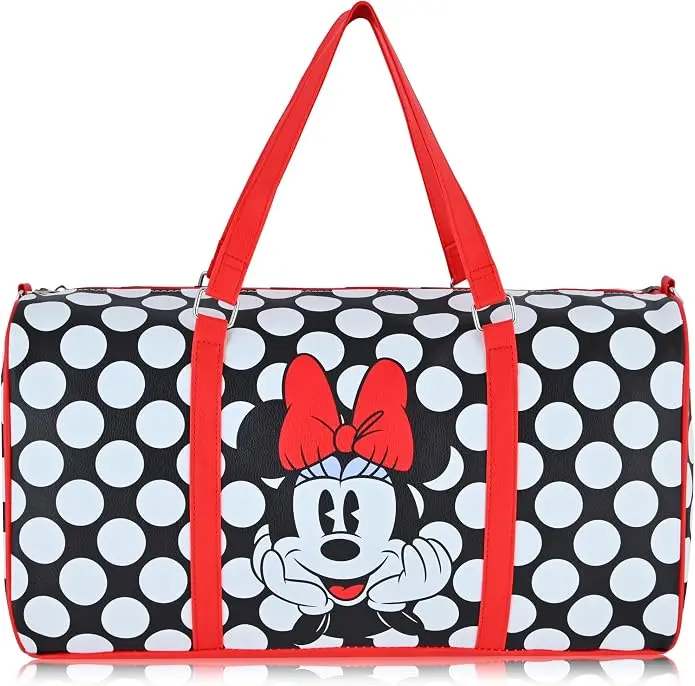 Minnie Mouse Duffle Bag, Black and White Polka Dot Mini Overnight Bag
