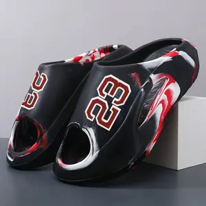 Men's Designer Pool Slides Sport Slipper – Soft EVA Insole Chunky Sole Beach Slipper, Trendy Open Toe Sandalias Para Hombres, Casual Lightweight Comfort bold fashion sporty style