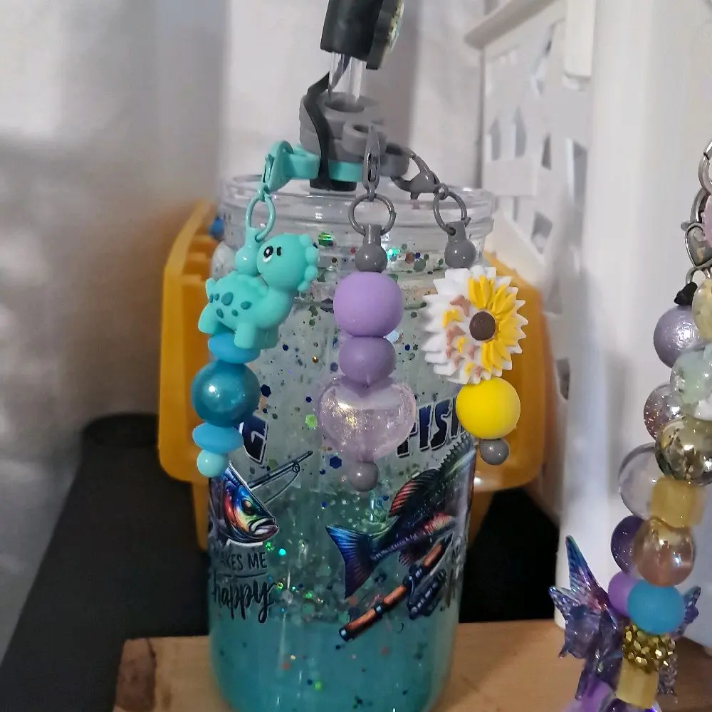 beaded straw charms