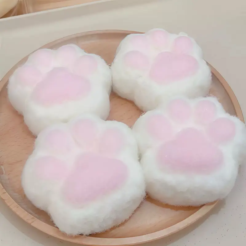 【2025 New】MOBECK 1pcs Fluffy Squishy Cat Paw Squishy Toys, 2.76 inch Big Cute Kawaii fufu Squishies, Sticky Taba Squishy Cat Paw Fur Ball, Super Soft