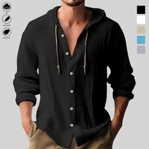 Summer long-sleeved button-up men's shirts, casual, relaxed, fashionable, sporty, for home workouts, camping, fitness, beach wear, solid color, trendy, youthful and fashionable, sun protection, high-end, short-sleeved, high-end summer men's shirts