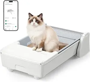 Meowant SC03 Self-Cleaning Cat Litter Box, Open Top Automatic for Multi Cats, Dual Rake, Anti-Pinch, Odor Control, Easy Clean, White, X-Large