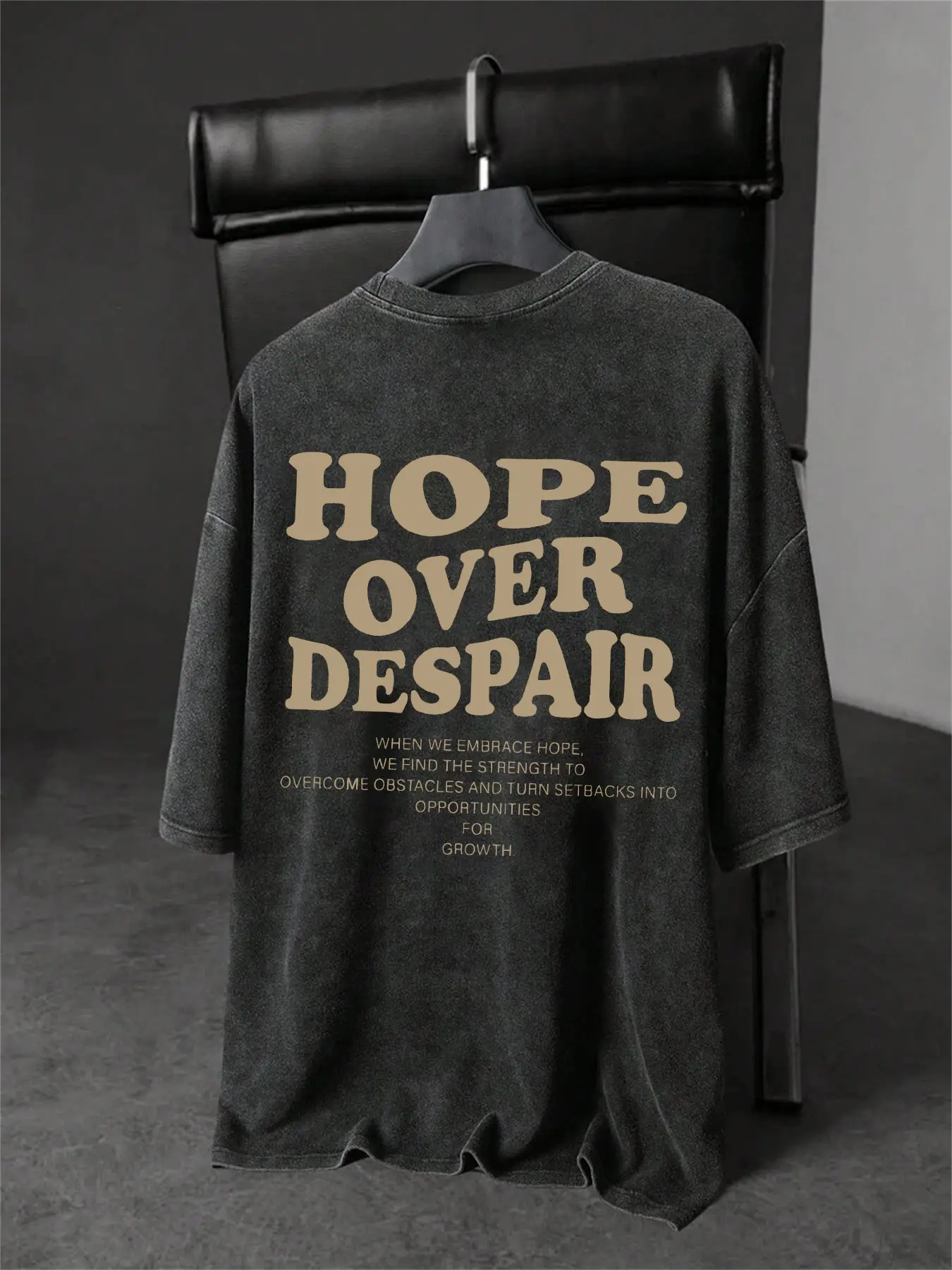 Men's Summer Casual Inspirational Loose Fit T-Shirt, Printed Hope over Despair, Vintage Washed, Premium Cotton, Comfortable Wear