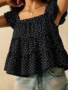 Polka dot babydoll peplum top – womens loose fit cute summer top in multicolor