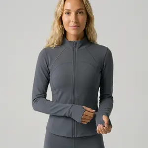 Women’s Slim Fit Zip-Up Workout Jacket – Quick-Dry Long Sleeve Yoga & Gym Activewear Top SmileSync