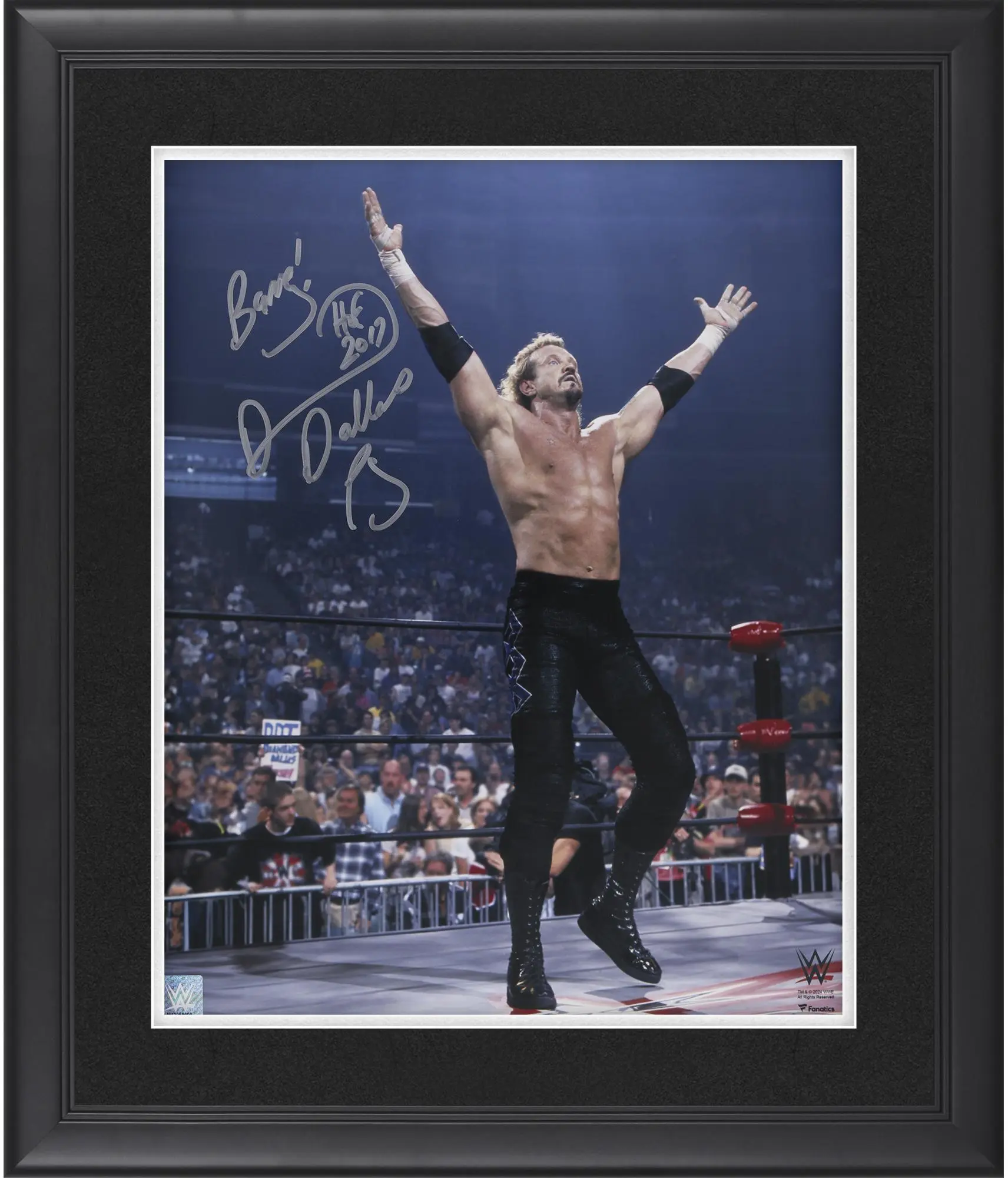 Diamond Dallas Page WWE Framed Autographed 16" x 20" In Ring Raising Arms Photograph with "HOF 2017" and "Bang!" Inscriptions - Fanatics Authentic Certified