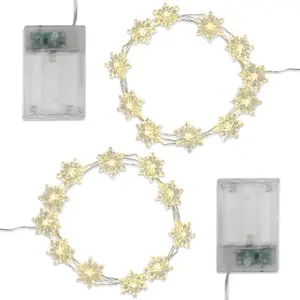 LumaBase Battery-Operated LED Fairy String Lights with Snowflake - Set of 2