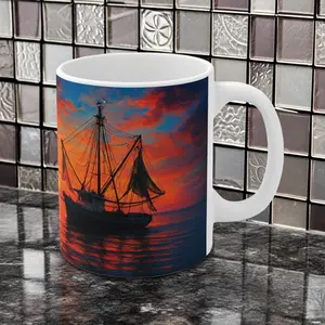 Historic Savannah Shrimp Boat Mug, Collectible Souvenir Mug