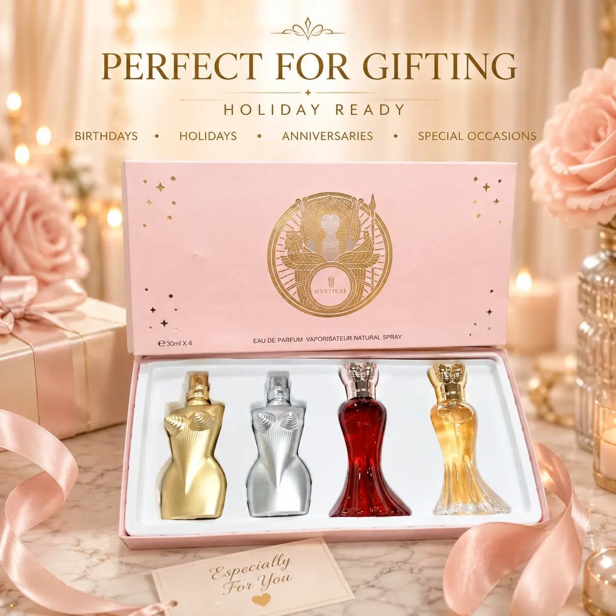 Mystical 4 Signature Scents Luxury Gift Set - 1 Elegant Box, 4 Iconic Fragrances | The Perfect Present For Her/Him
