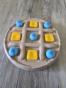 Waffle Tic Tac Toe Game, Travel Board Game, Cute Food Game Set, Portable Family Game, Blueberry Butter Pieces, Compact Kids Game