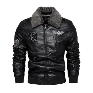 Men's Collar Retro Faux Leather Jacket, Casual Motorcycle Jacket, Windproof And Waterproof