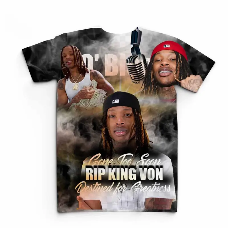 King Von 3D Streetwear Graphic Tee Rap Shirt HY1572