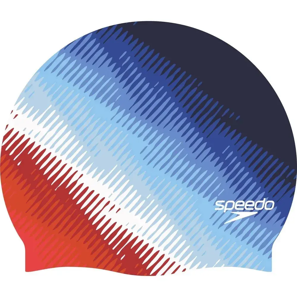 Speedo Adult Printed Comfort Swim Cap - Red/White/Blue