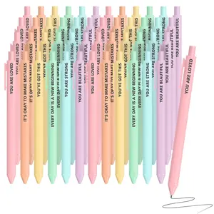48pcs Pastel Motivational Inspirational Encouraging Pen, Black Ink Rubber Finished Ball Pens Cute Pens for Journaling, Gift, Writing Tools