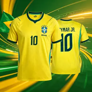 2026 Brazil National Home 10# Neymar Vini 11# Short Sleeve Soccer Jersey Fans Version Breathable