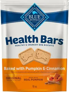 Blue Buffalo Health Bars Crunchy Dog Biscuits Oven-Baked with Natural Pumpkin & Cinnamon 16-oz Bag Fresh Baked Aroma Wholesome Ingredients