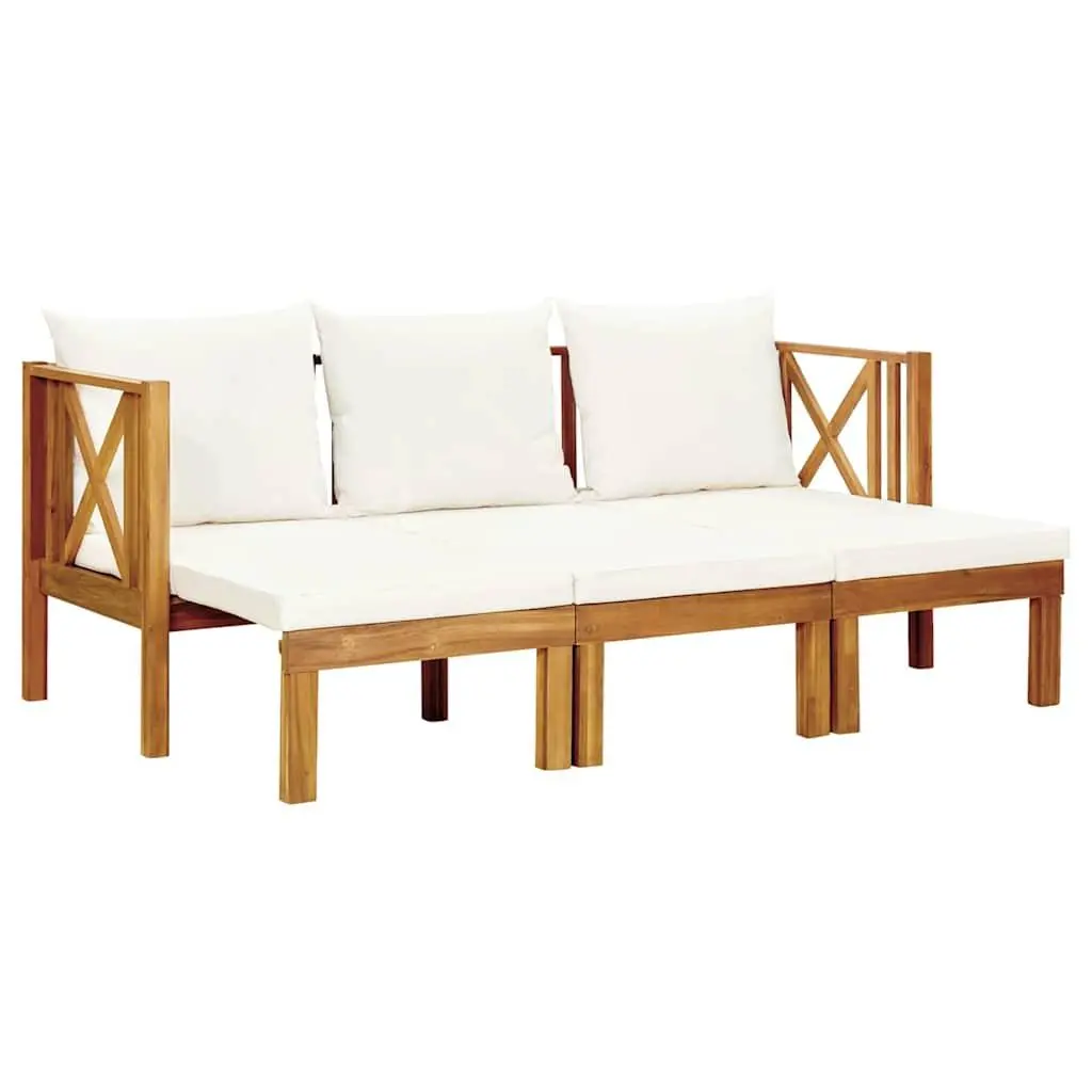 vidaXL Solid Acacia Wood 3-Seater Patio Bench with Cushions Outdoor Garden Wooden Storage Extendable Daybed Bench Seating Seat Furniture 70.5 310309