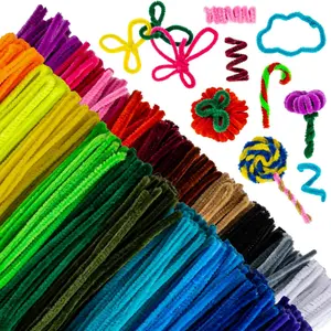 Craft Supplies - 200 Pieces of Fuzzy Craft Wire for Handicrafts, Twisting Stems for DIY Bouquets, Animals, Halloween, Christmas, Easter, Birthday, Mixed Colors