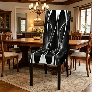 2/4/6PCS Dining Chair Covers, Modern Black & White Geometric Stretch Chair Covers, Universal Seat Covers, Chair Protectors for Restaurants, Hotels and Banquets, Removable and Washable Chair Slipcover, Stretch Chair Slipcovers