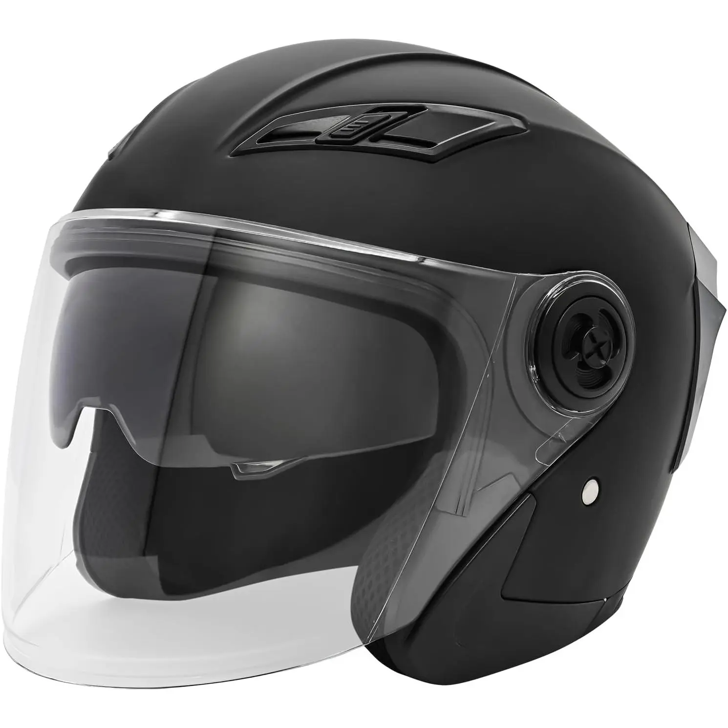 DOT Approved ABS Shell Adult 3/4 Half Face Helmet, 55-61 cm, Adjustable Vents, Cool Airflow, Dual Visor, Removable Liner for Biker, Scooter Motorcycle, Moped, Harley, 4-Wheeler, Snowmobile Riders
