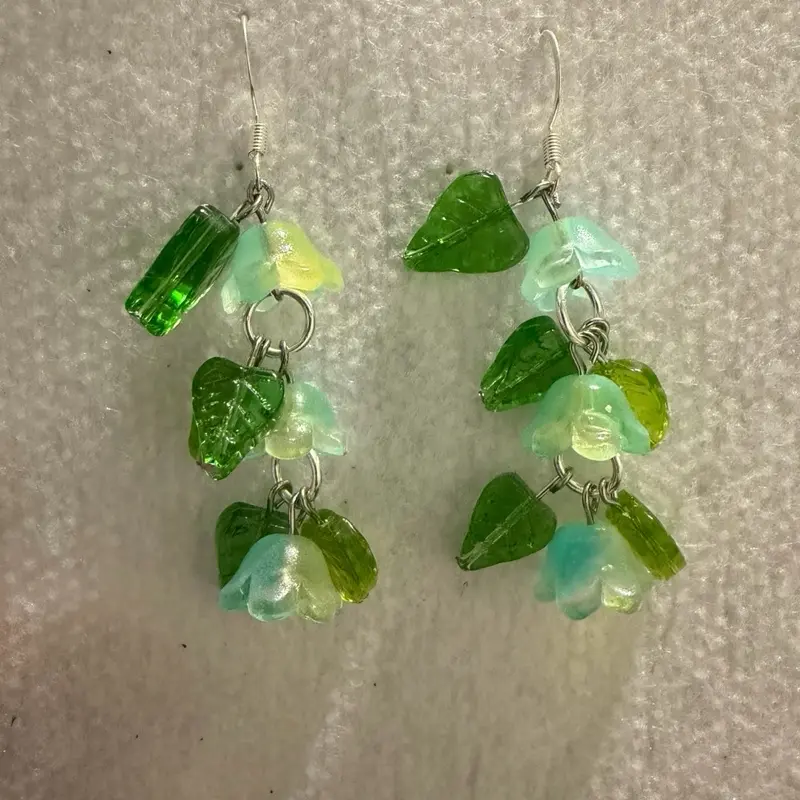 Blue Lily of the Valley Dangle Earrings