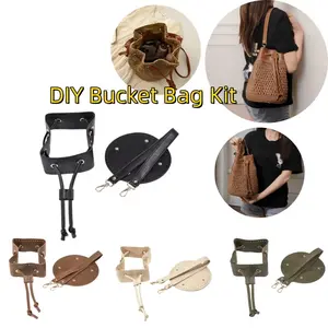 3-Piece Knitted Bucket Bag Kit (Adjustable Drawstring Closure + Bag Base + Shoulder Strap) For DIY Crafters: Specially Designed for Personalized Knitted Bags