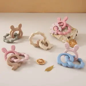 Macaron Color Baby Teething Toy, Sensory Teether, Safe Silicone Teethers for Infants, Gentle on Gums & Teeth, BPA-Free, Perfect for Newborns & Toddlers