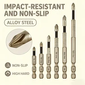 K5 Impact-Resistant and Non-Slip Bit,Impact Driver Bit Set,Titanium Alloy Impact Non-Slip Cross Head,High Magnetic Screwdriver Drill Bit