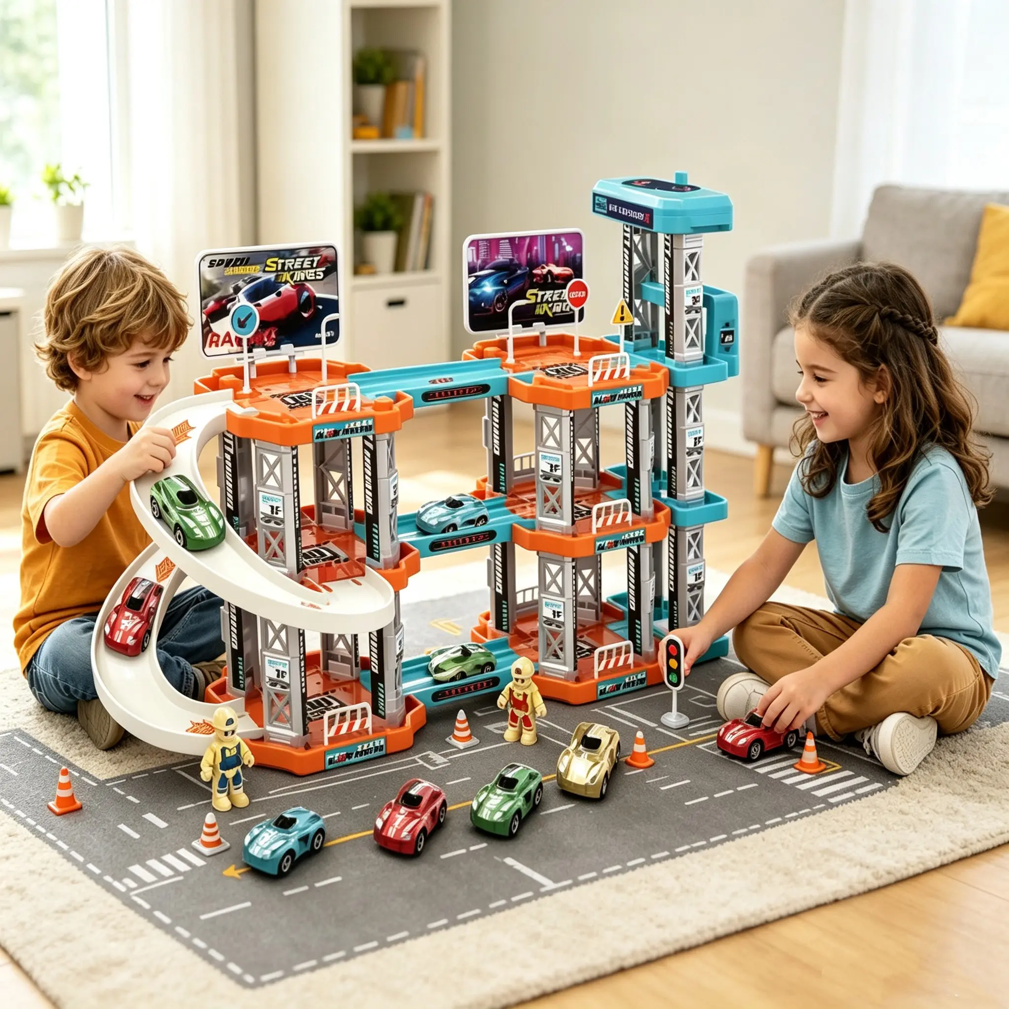 85-Piece Race Car Parking Toy Set, Kids Garage Birthday Gift, Preschool Vehicle Game Kit, Suitable for Boys and Girls Aged 3+, Vehicle Playset, Cars Kids