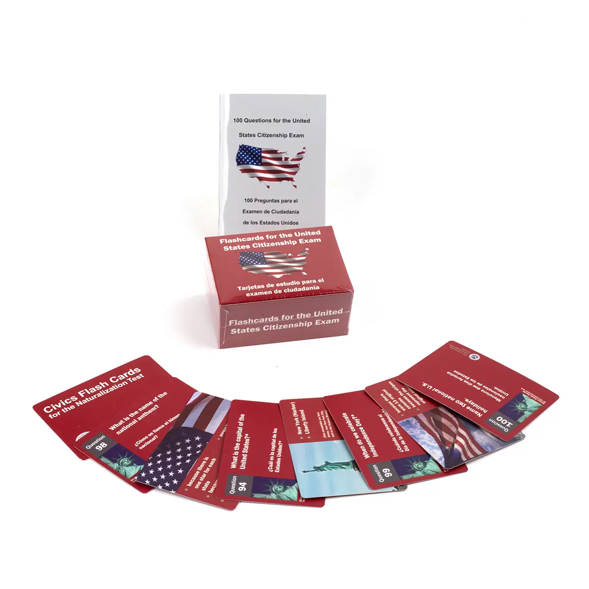 100 USCIS Citizenship Flash Cards (English/Spanish) - Civics Test Prep for Naturalization Exam | Bilingual Q&A, Government & History Study | Flashcards Learning | Bonus Learning Tools