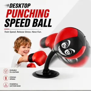 Desktop Boxing Speed Ball Set with Suction Cups, Boxing Speed Trainer, Training Boxing Equipment, High Performance Training Punching Bag, Stress Relief for Kids & Adults, Home Office Use, Prefect Gift for Kids, Friends & Partners