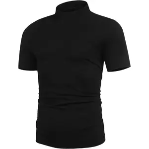 Mens Casual Turtleneck Mock Neck T Shirt Slim Fit Short Sleeve Summer Basic Tops