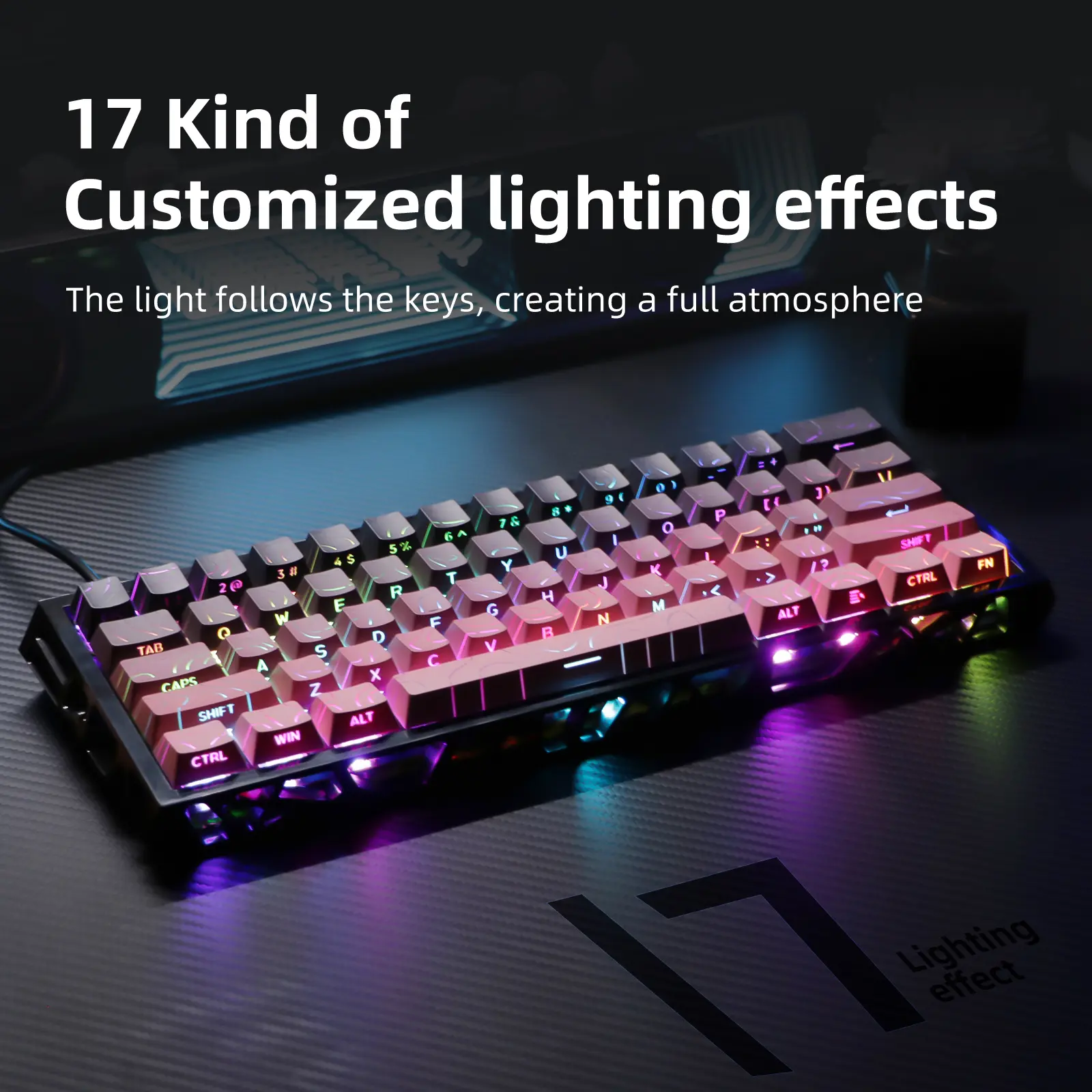 61-Key Mechanical Gaming Keyboard, Creamy Unique Design, Rich RGB Lighting - Ideal Gift for Online Gaming Enthusiasts