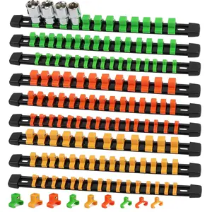 SWANLAKE Organizer Socket Holder, 9PCS 1/4-Inch x 48 Clips, 3/8-Inch x 45 Clips, 1/2-Inch x 36 Clips, Premium Quality Socket Clip Rail Holder work equipment garage organization hand tool christmas gift Socket Organizer men tool perfect gift