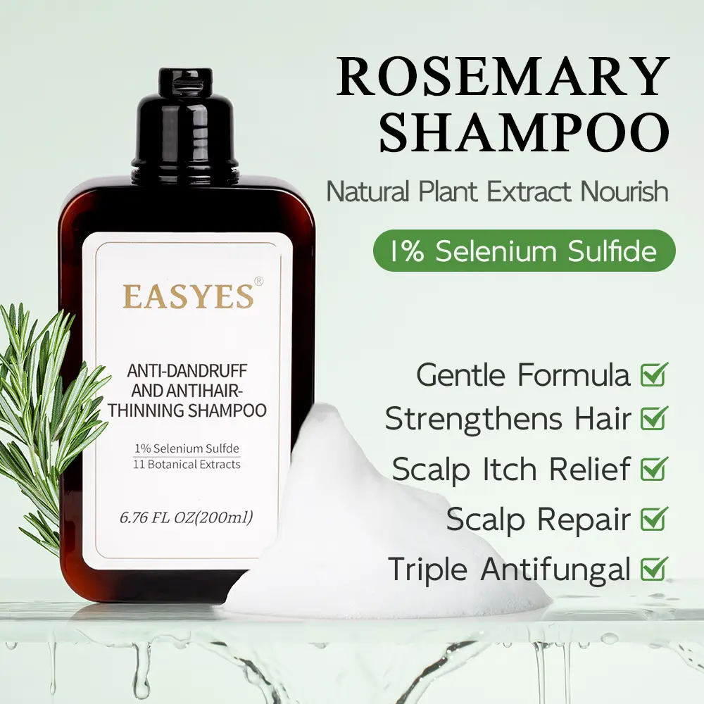 【EASYES】 Anti Hair Loss & Dandruff Hair Thickening Shampoo |DHT Blocker with Rosemary Ginger & Tea Tree, Strengthens Roots, Reduces Hair Fall, 1% Selenium Sulfide + 11 Herbal Actives for 78% Less Flakes & +38%
