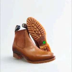 Oval Toe Ankle Boots Botin Charro Suela Tractor