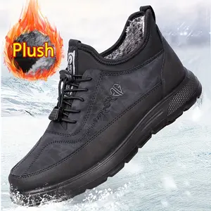 LISM Men'S Wide Width Winter Sneakers - Plush Fleece-Lined Thermal Booties with Arch Support, Non-Slip Slip-Resistant Sole & Plush Fleece Lining - Warm Ankle-High Walking Shoes for Cold Weather, Hiking, Outdoor & Daily Use - Casual & Formal Winter Boots