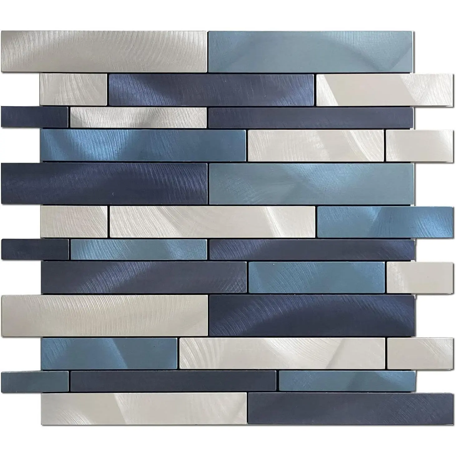 10 Sheets Blue Series Peel-and-Stick Mosaic Tile, Self-Adhesive Backsplash Tile for Kitchen & Bathroom Vanities, 11.25in X 12.7in Home Decor for Fireplace, 11.25" X 12.7"