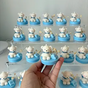PACK – Little Bear Candles for Baby Shower Handmade Natural Wax. Decor Decoration
