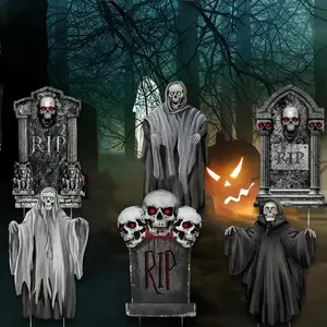 Spooky Graveyard Decorations, Weather-Resistant, Stake-Mounted, Featherless, Easy-To-Assemble, Halloween Yard Signs